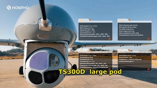 TS300D یک غلاف بزرگ است که دارای یک پلت فرم ژیروسکوپی دو محوره و چهار قاب است.